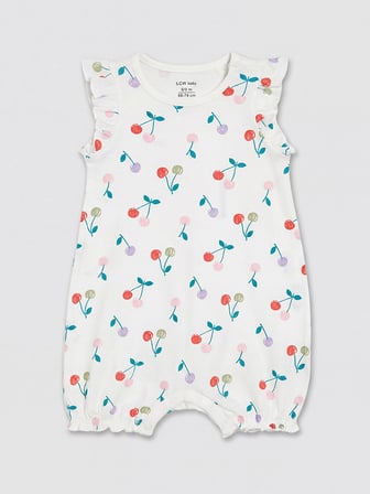 LCW baby Bej Baskılı Kız Bebek Tulum 2'li
