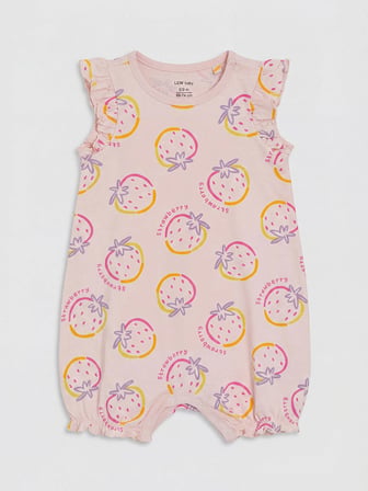 LCW baby Bej Baskılı Kız Bebek Tulum 2'li