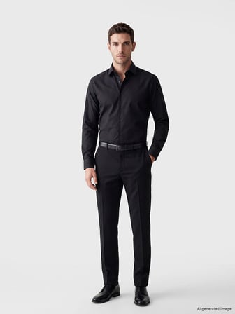 LCW BUSINESS Siyah Slim Fit Armürlü Erkek Gömlek
