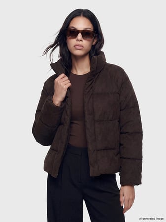 LCW Vision Kahverengi Oversize Kadın Şişme Mont
