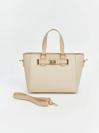 LCW ACCESSORIES Ekru Deri Görünümlü Kadın Omuz Çantası