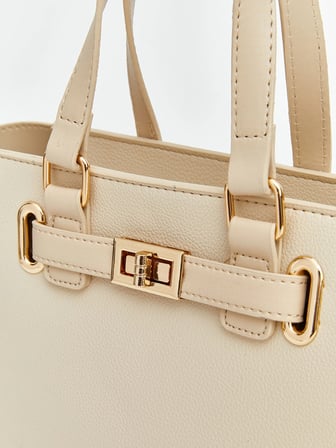 LCW ACCESSORIES Ekru Deri Görünümlü Kadın Omuz Çantası