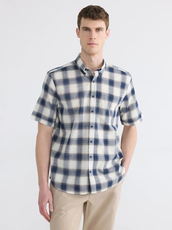 LCWAIKIKI Classic Lacivert Regular Fit Ekose Erkek Gömlek