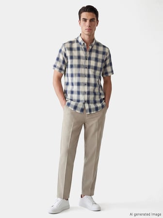 LCWAIKIKI Classic Lacivert Regular Fit Ekose Erkek Gömlek