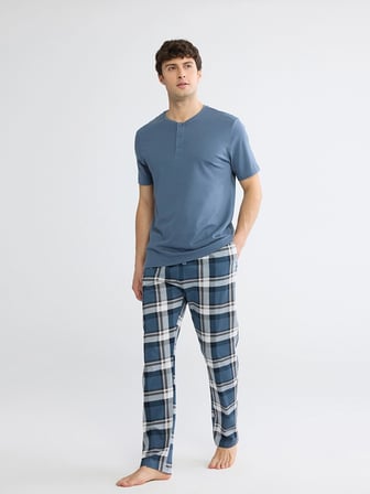 LC WAIKIKI İndigo Regular Fit Ekose Erkek Pijama Takım