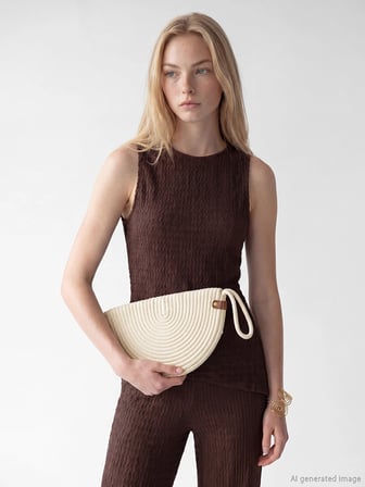 LCW ACCESSORIES Beyaz Hasır Kadın Omuz Çantası