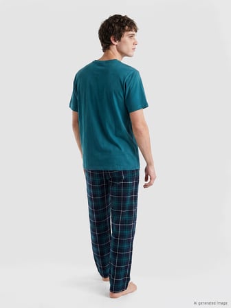 LC WAIKIKI Lacivert Regular Fit Ekose Erkek Pijama Takımı