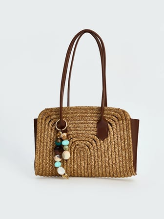LCW ACCESSORIES Bej Kadın Hasır Omuz Çantası