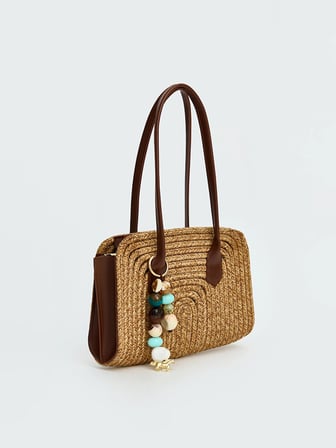 LCW ACCESSORIES Bej Kadın Hasır Omuz Çantası
