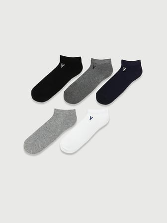LCW ACCESSORIES Karışık Nakışlı Erkek Bambu Patik Çorap 5'li