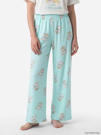 LCW Young Turkuaz Bisiklet Yaka Kadın Kaprili Pijama Takımı
