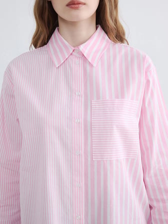 LCW Modest Pembe Çizgili Kadın Gömlek Tunik