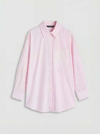 LCW Modest Pembe Çizgili Kadın Gömlek Tunik