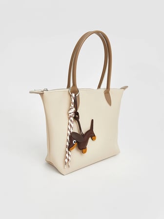 LCW ACCESSORIES Bej Deri Görünümlü Kız Çocuk Omuz Çantası