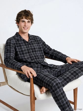LC WAIKIKI Siyah Standart Kalıp Ekose Erkek Pijama Takımı