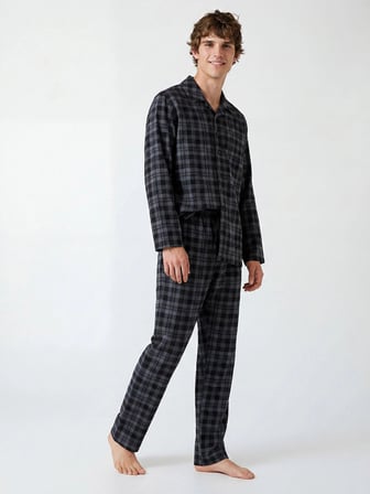 LC WAIKIKI Siyah Standart Kalıp Ekose Erkek Pijama Takımı