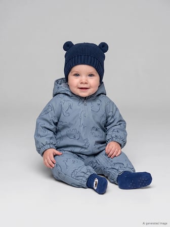 LCW baby Mavi Su İtici Erkek Bebek Astronot Mont