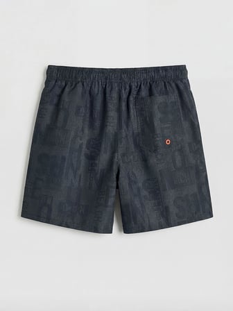 LCW SWIMWEAR Siyah Kısa Boy Baskılı Erkek Deniz Şortu