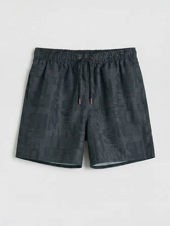 LCW SWIMWEAR Siyah Kısa Boy Baskılı Erkek Deniz Şortu