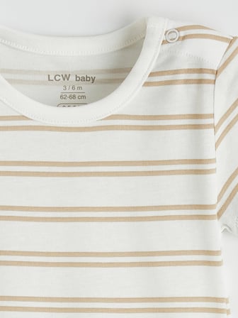 LCW baby Ekru Baskılı Erkek Bebek Çıtçıtlı Body 3'lü