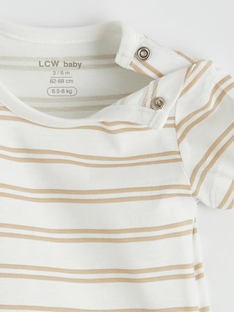 LCW baby Ekru Baskılı Erkek Bebek Çıtçıtlı Body 3'lü