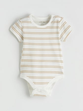 LCW baby Ekru Baskılı Erkek Bebek Çıtçıtlı Body 3'lü