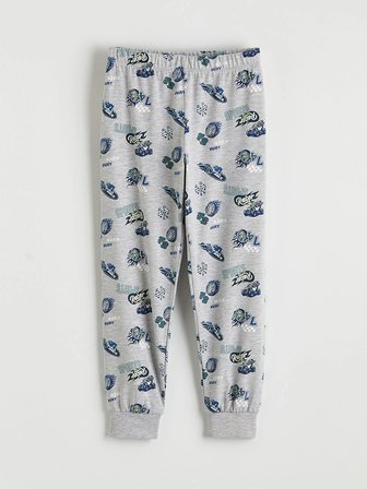 LCW Kids Mavi Baskılı Bisiklet Yaka Erkek Çocuk Pijama Takımı