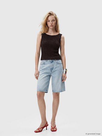XSIDE Mavi Bermuda Fit Kadın Jean Şortolon