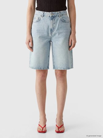 XSIDE Mavi Bermuda Fit Kadın Jean Şortolon