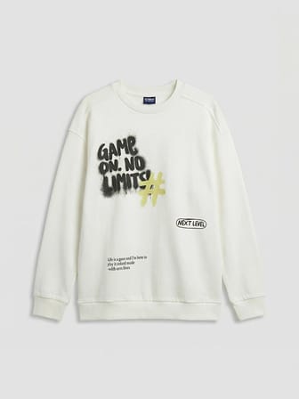 LCW Kids Ekru Baskılı Erkek Çocuk Sweatshirt