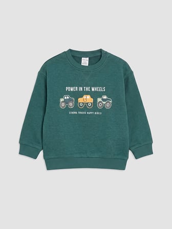 LCW baby Petrol Araba Baskılı Erkek Bebek Sweatshirt ve Eşofman Altı
