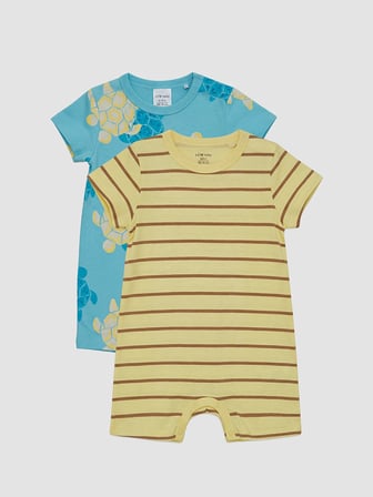 LCW baby Yeşil Bisiklet Yaka Baskılı Erkek Bebek Tulum 2'li