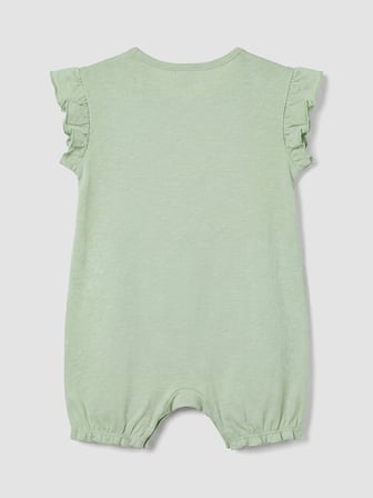 LCW baby Yeşil Fırfırlı Baskılı Kız Bebek 2'li Tulum