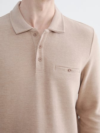 LCWAIKIKI Classic Bej Polo Yaka Erkek Sweatshirt