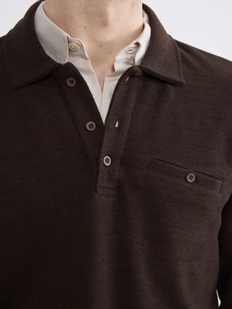 LCWAIKIKI Classic Kahverengi Polo Yaka Erkek Sweatshirt