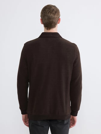 LCWAIKIKI Classic Kahverengi Polo Yaka Erkek Sweatshirt