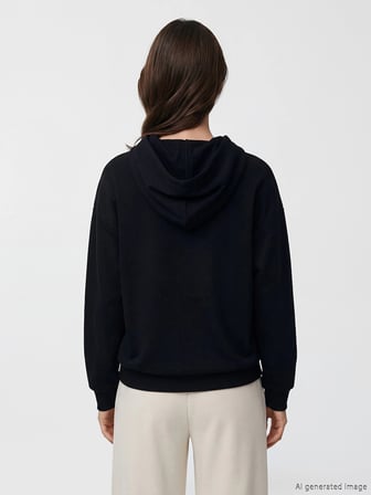 LCW Modest Siyah Kapüşonlu New York Baskılı Kadın Sweatshirt Tunik