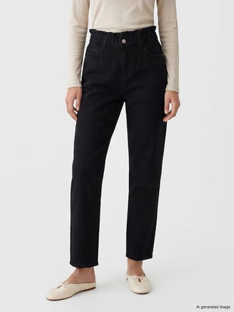 LCWAIKIKI Classic Siyah Beli Lastikli Slim Fit Kadın Jean Pantolon