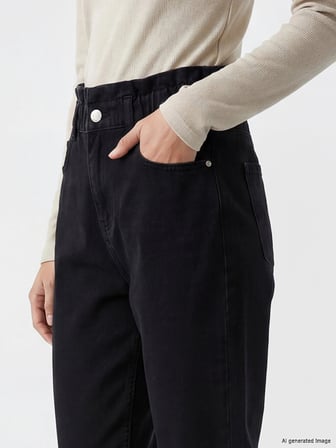 LCWAIKIKI Classic Siyah Beli Lastikli Slim Fit Kadın Jean Pantolon