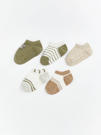 LCW baby Yeşil Erkek Bebek Patik Çorap 5'li