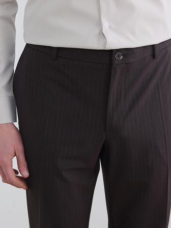 LCW BUSINESS Kahverengi Standart Kalıp Pileli Erkek Kumaş Pantolon