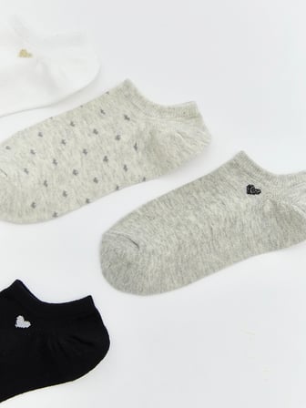 LCW DREAM Ekru Kalp Desenli Kadın Sneaker Çorap 5'li