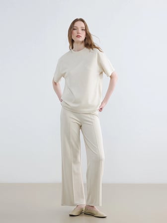 LCW Modest Bej Beli Lastikli Soft Touch Kadın Eşofman Altı