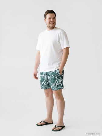 LCW SWIMWEAR Yeşil Kısa Boy Desenli Erkek Deniz Şortu