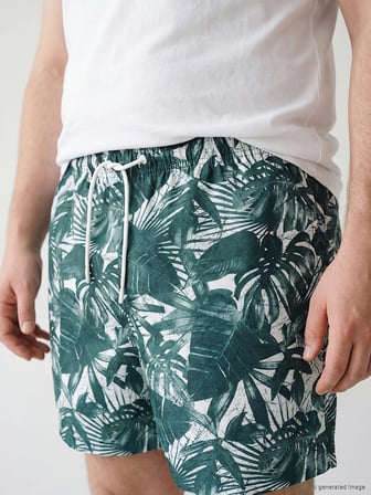 LCW SWIMWEAR Yeşil Kısa Boy Desenli Erkek Deniz Şortu