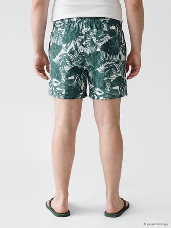LCW SWIMWEAR Yeşil Kısa Boy Desenli Erkek Deniz Şortu