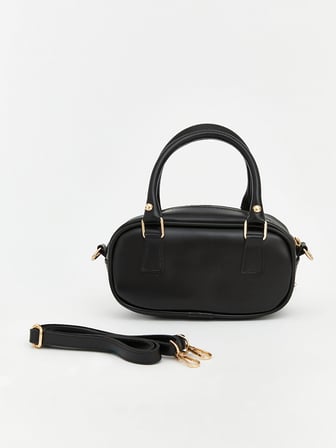 LCW ACCESSORIES Siyah Deri Görünümlü Fularlı Kadın Omuz Çantası