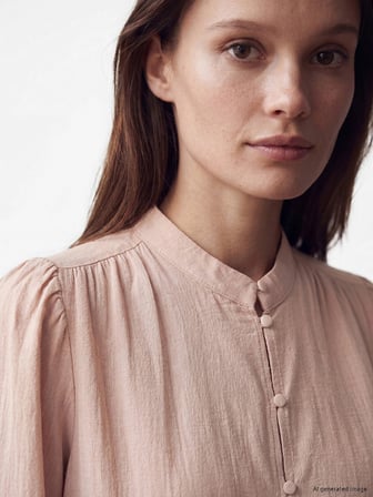LCW Modest Pembe Büzgülü Kadın Müslin Tunik
