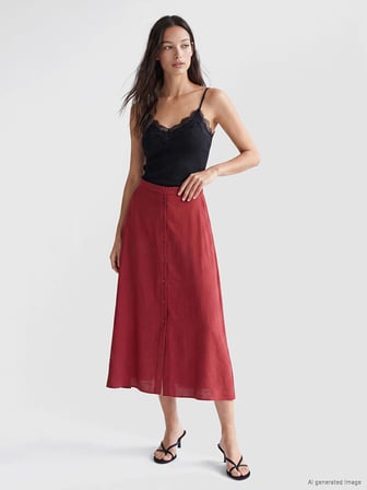 LCWAIKIKI Classic Bordo Beli Lastikli A Kesim Etek