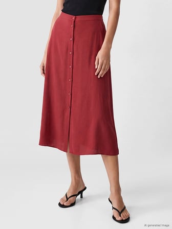 LCWAIKIKI Classic Bordo Beli Lastikli A Kesim Etek